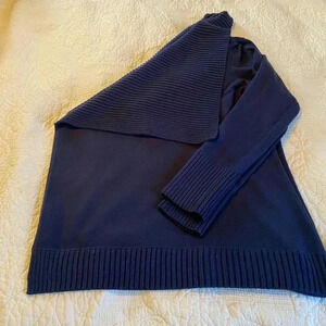 Inc blue open front long sleeve cardigan with collar size medium.